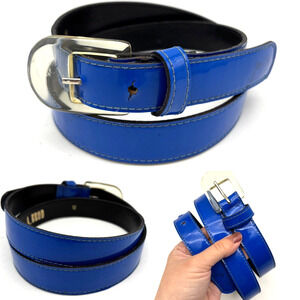 Vintage 80s A. Brod 4018V Cobalt Blue Vinyl Waist Belt Size M 27-31" USA Made